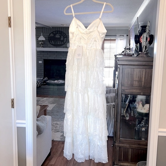 Valerie Tolosa White Lace Tierd Lace Floral Fairy Wedding Cottage Maxi Dress - Picture 3 of 12